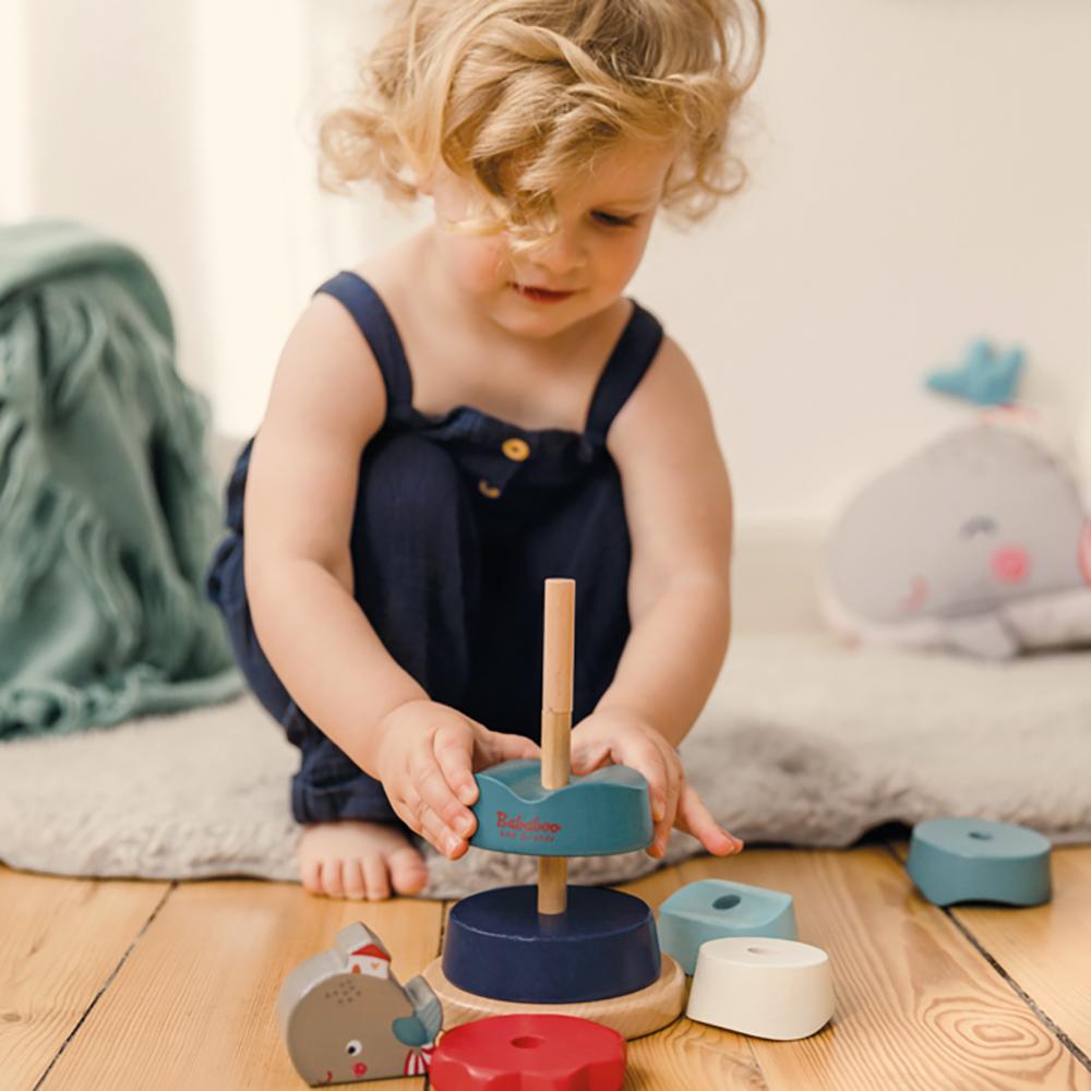 Whale Wilma Stacking Toy lifestyle image with child